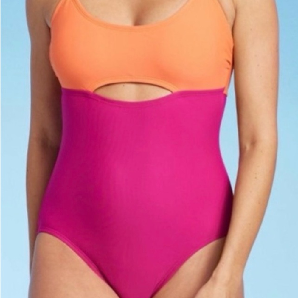 NET Women's Kona Soul Color Block Cut Out One Piece Swimsuit Size Small